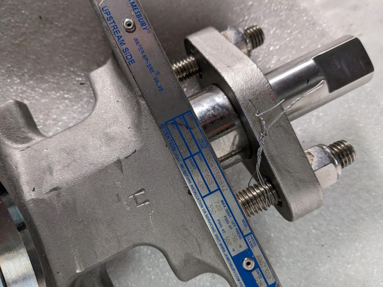 JAMESBURY STEEL WAFER-SPHERE VALVE 8" 316SS BODY 830W1136HBXZ K2