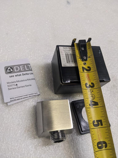 DELTA SQUARE WALL SUPPLY ELBOW HAND SHOWER-HOSE 50570 LUMICOAT STAINLESS NEW R28