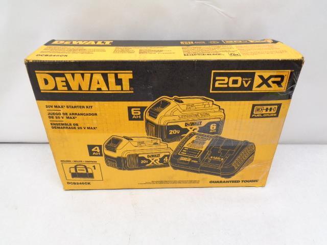 NEW DEWALT 20V MAX XR PREMIUIM LITHIUM-ION 6.0AH 4.0AH STARTER KIT DCB246CK R30