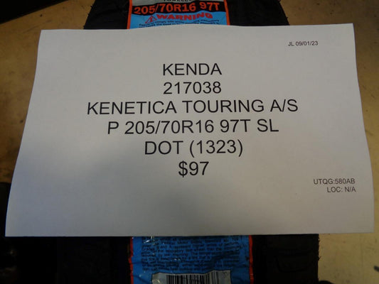 KENDA KENETICA TOURING A/S P 205 70 16 97T SL TIRE 217038 BQ4