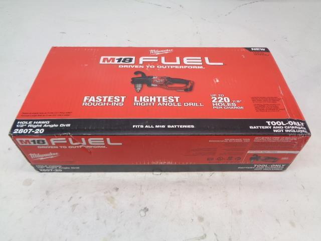 BRAND NEW MILWAUKEE M18 FUEL RIGHT ANGLE DRILL 1/2" HOLE HAWG 2807-20 BSR35