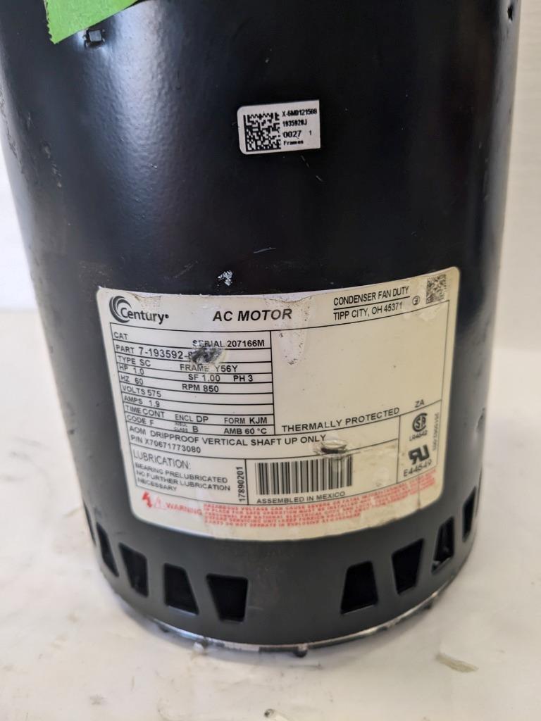 Trane Century AC Motor 7-193592-80 1 HP 60Hz 575v 1.9A Electric Motor NEW BSIG1