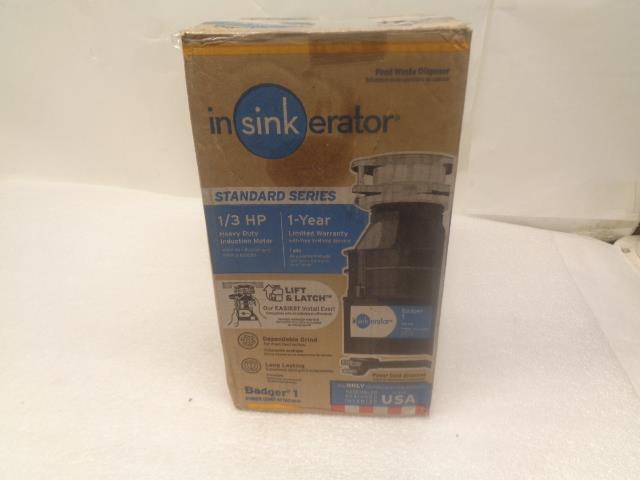 INSINKERATOR GARBAGE DISPOSAL W/ CORD BADGER 1, 1/3HP  1-92A