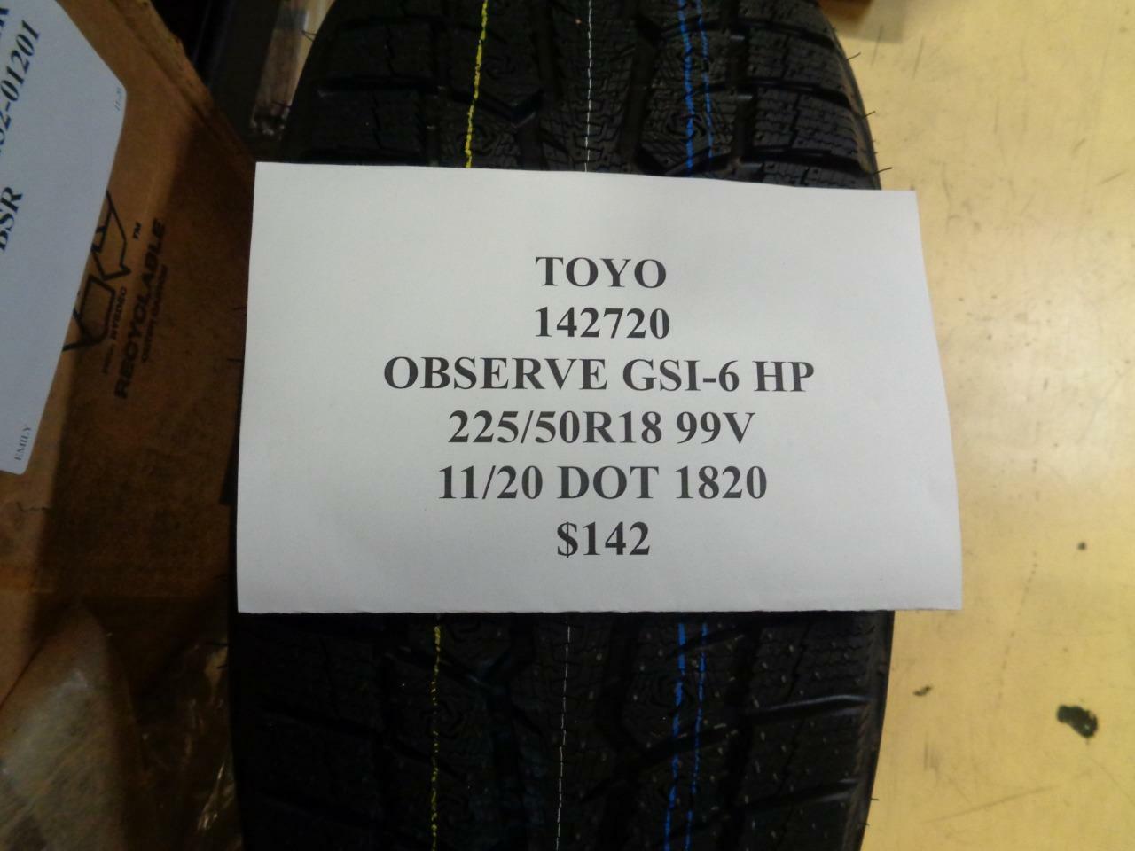 1 NEW TOYO OBSERVE GSI-6 HP 225 50 18 99V TIRES 142720 Q1