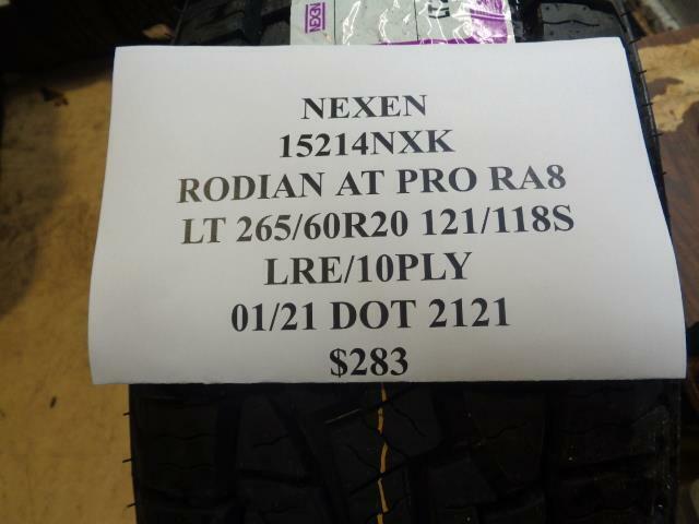 1 NEW NEXEN ROADIAN AT PRO RA8 LT 265 60 20 121/118R 10PLY TIRE 15214NXK