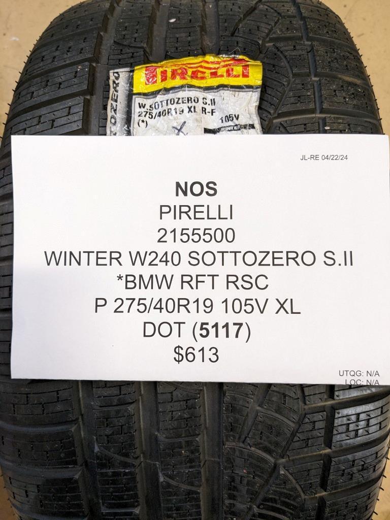 NOS PIRELLI WINTER W240 SOTTOZERO S.II *BMW  P 275 40 19 105V XL TIRE 2155500