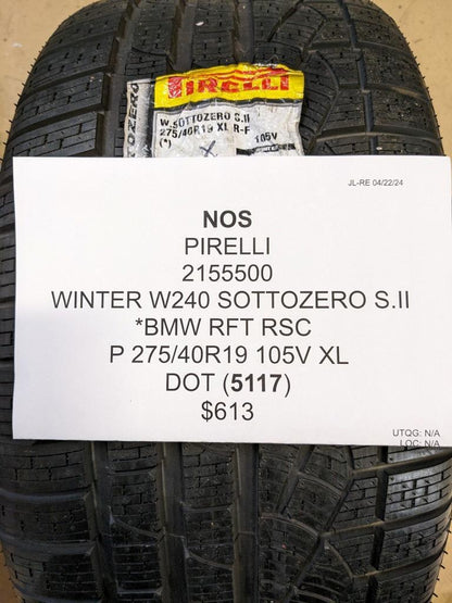 NOS PIRELLI WINTER W240 SOTTOZERO S.II *BMW  P 275 40 19 105V XL TIRE 2155500
