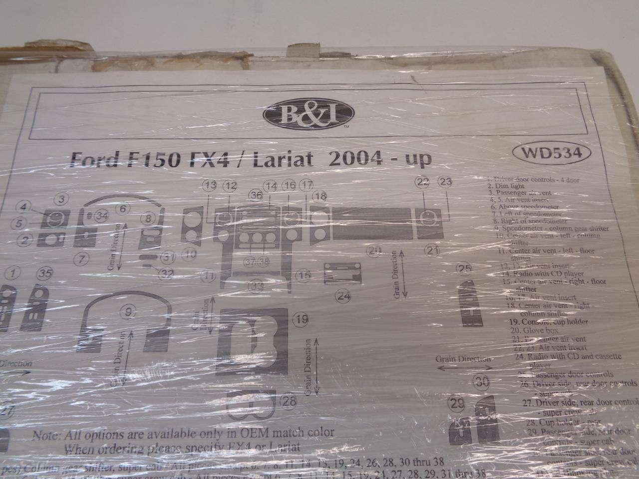 NEW B&I FULL DASH KIT WD534 FOR FORD F150 FX4, LARIAT 2004-UP SR