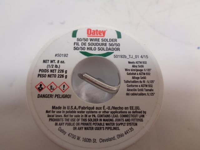 PACK OF 10 OATEY SOLID WIRE SOLDER 0.5 LB BULK SOLID SILVER GRAY 50192 R28
