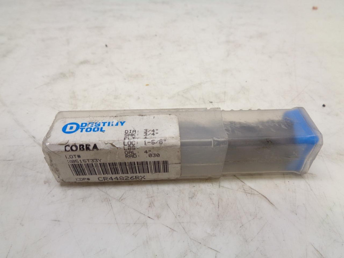 DESTINY TOOL COBRA END MILL ROUGH TOOTH CR44826RX 3/4"x1-5/8" 4 FLUTE R22T6BM
