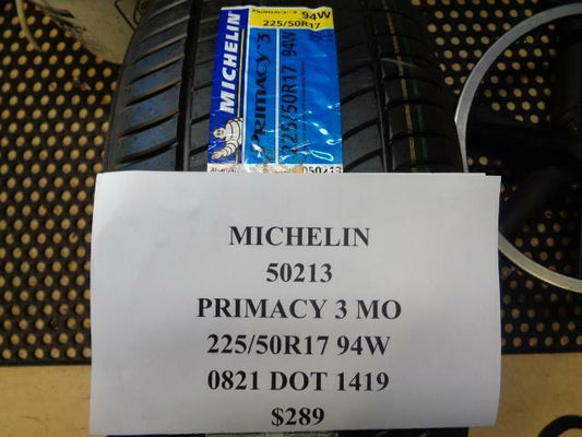 1 NEW MICHELIN PRIMACY 3 MO 225 50 17 94W TIRES 50213