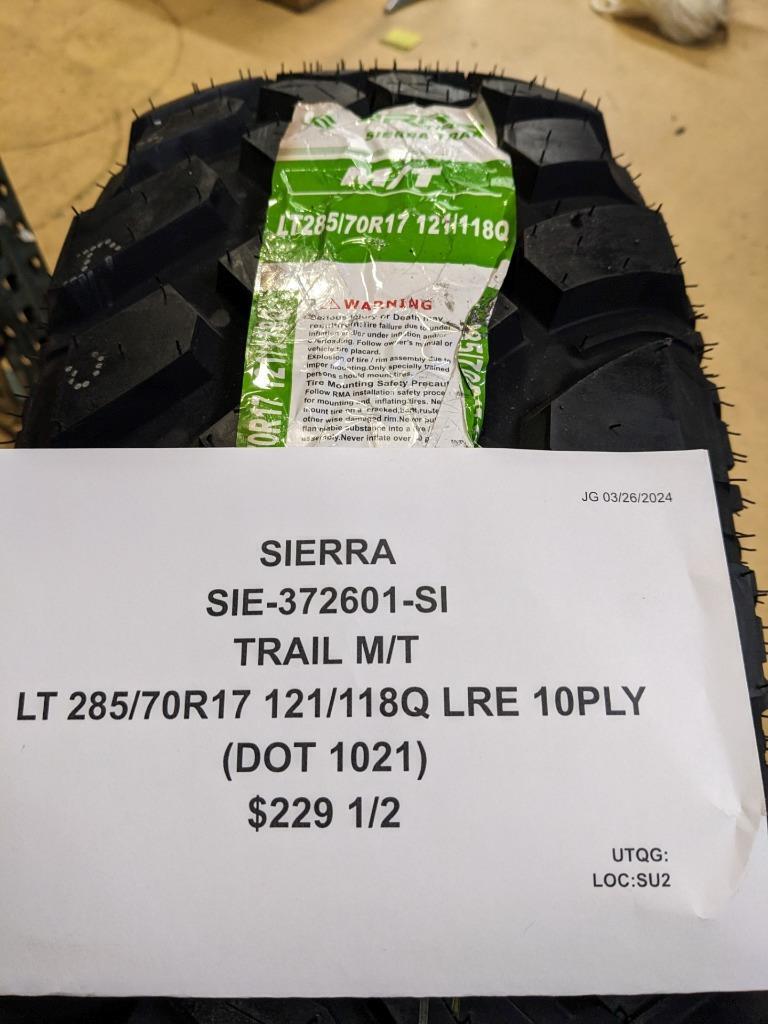 2 SIERRA TRAIL M/T LT 285 70 17 121/118Q LRE 10PLY TIRES 372601-SI CQ2