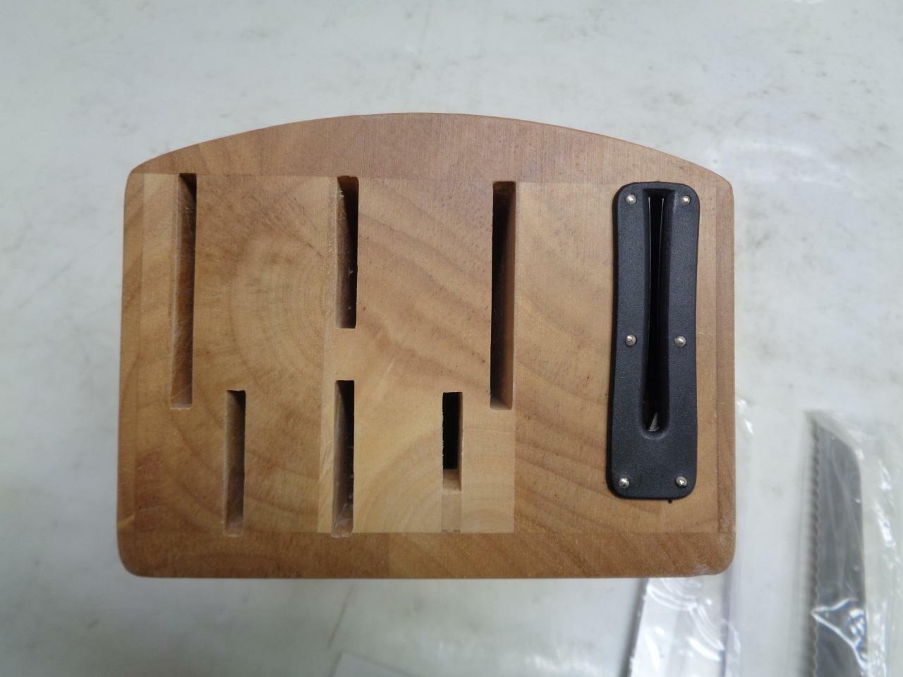 NEW AUSKER 6 PIECE STAINLESS STEEL KNIFE SET WITH BLOCK SR