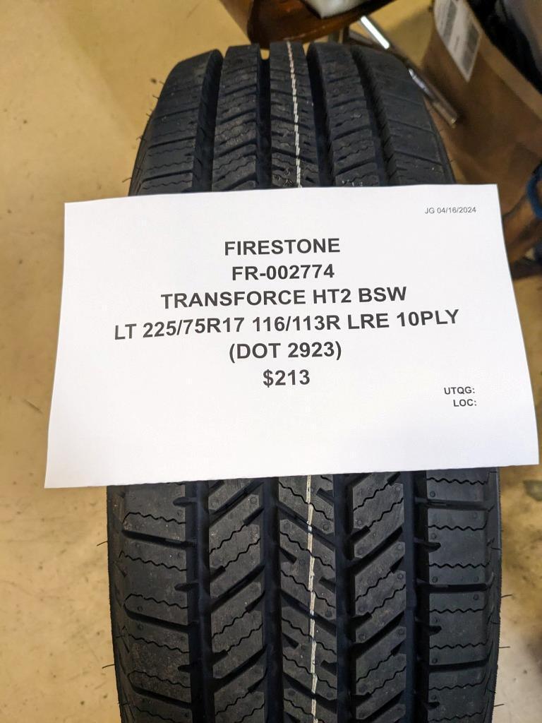 FIRESTONE TRANSFORCE HT2 BSW LT 225 75 17 116/113R LRE 10PLY TIRE 002774 CQ2