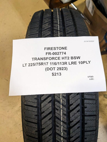 FIRESTONE TRANSFORCE HT2 BSW LT 225 75 17 116/113R LRE 10PLY TIRE 002774 CQ2