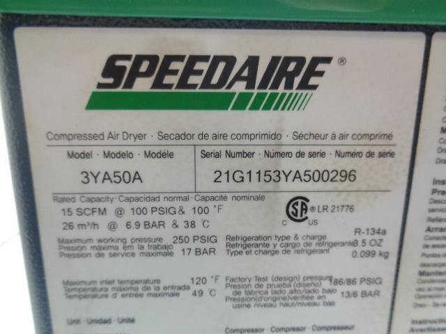 SPEEDAIRE 3YA50A REFRIGERATED AIR DRYER 115VAC 60HZ 13X15X13 3/8" OD NEW R14