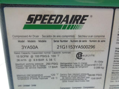 SPEEDAIRE 3YA50A REFRIGERATED AIR DRYER 115VAC 60HZ 13X15X13 3/8" OD NEW R14