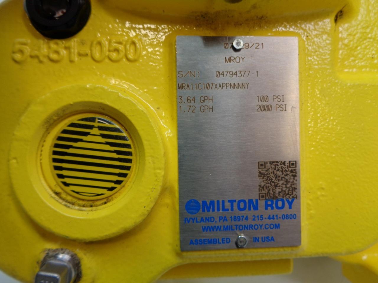MILTON ROY CRITICAL PROCESS CONTROL PUMP MRA11C107XAPPNNNNY NEW J2