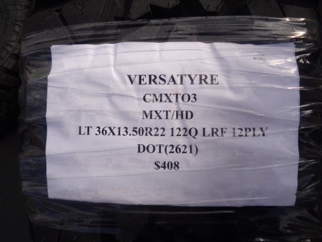 1 NEW VERSATYRE MXT/HD  LT 36 13.50 R22 122Q LRF 12PLY BSW TIRE  CMXTO3 SU16