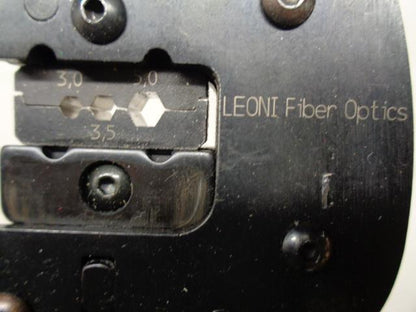 LEONI FIBER OPTICS UNIVERSAL CRIMP TOOL C3 ZXXX-CB0 3.0 3.5 5.0 DIE SET R22T5