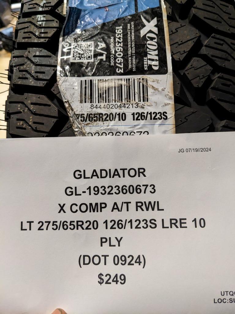 GLADIATOR X COMP A/T RWL LT 275 65 20 126/123S LRE 10PLY TIRE 1932360673 CQ3