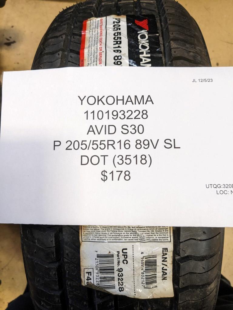 YOKOHAMA AVID S30 P 205 55 16 89V SL TIRE 110193228 BQ4