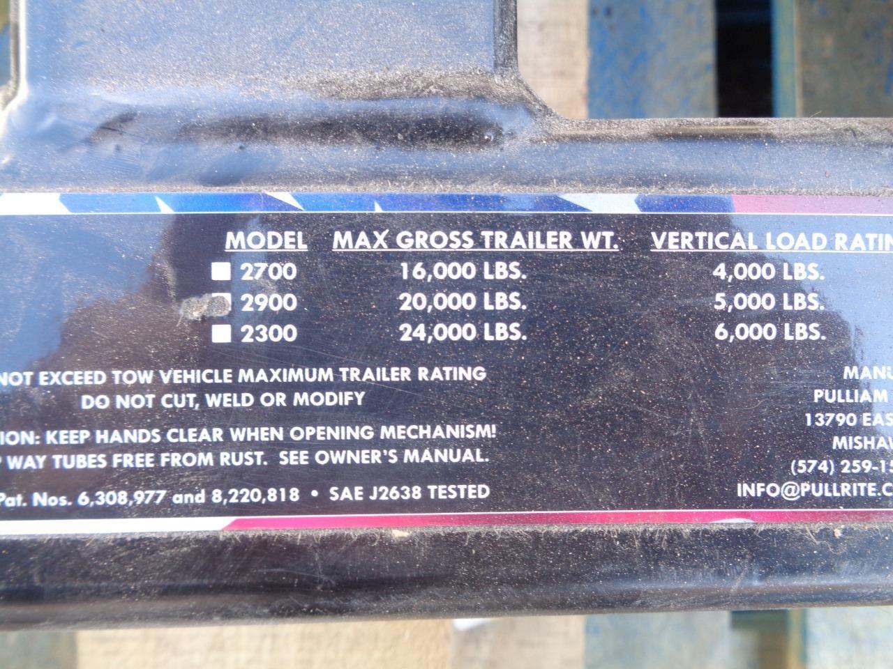 PULLRITE #2900 ISR 20Klbs SUPERGLIDE FIFTH WHEEL HITCH for SHORT BED TRUCKS