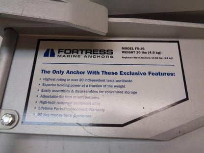 FORTRESS 10 LB. ANCHOR FOR 33-38' BOATS FX-16 I1