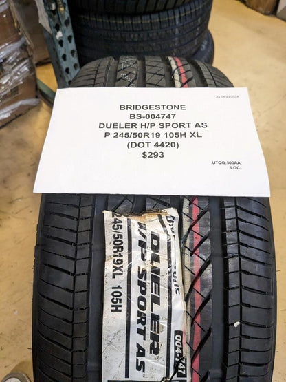 BRIDGESTONE DUELER H/P SPORT AS P 245 50 19 105H XL TIRE 004747 CQ2