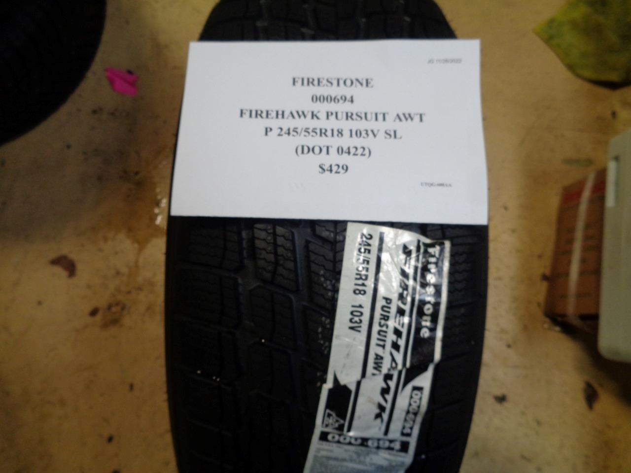 FIRESTONE FIREHAWK PURSUIT AWT P 245 55 18 103V SL ALL SEASON TIRE 000694 AQ4