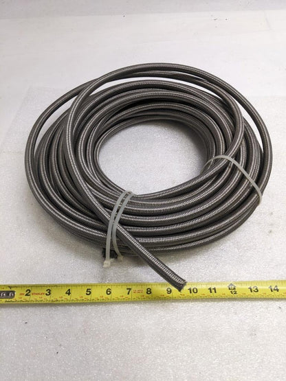 UNBRANDED BRAIDED 93.5' METALLIC HOSE 1/2" OD 3/8" ID W/ PLASTIC TUBING NEW R3