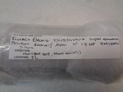 FRANKLIN ELECTRIC SUPER STAINLESS POLLUTION RECOVERY MOTOR 4" 2345242303 J2