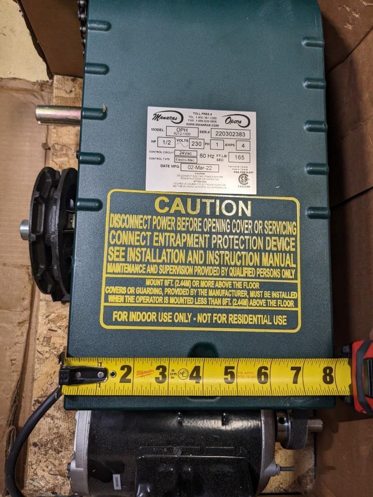 MANERA OPERA-H 1/2HP 240V 1PH GARAGE OPERATOR W ELECTRONIC CIRCUIT OPH6212 B2