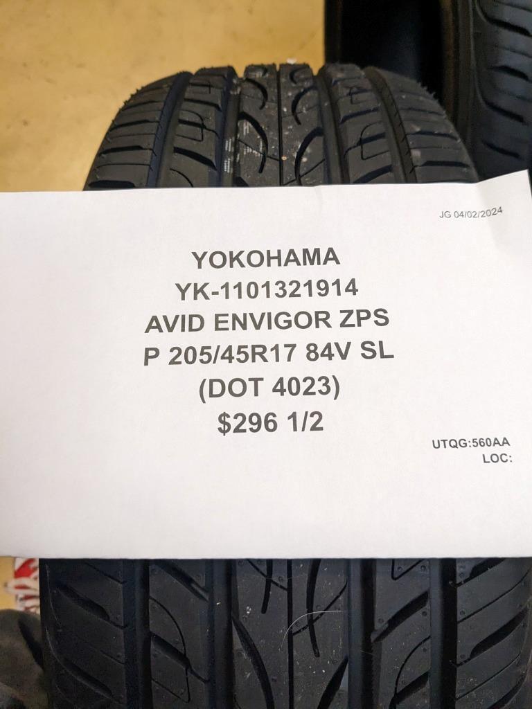 2 YOKOHAMA AVID ENVIGOR ZPS P 205 45 17 84V SL TIRES 110132191 CQ2
