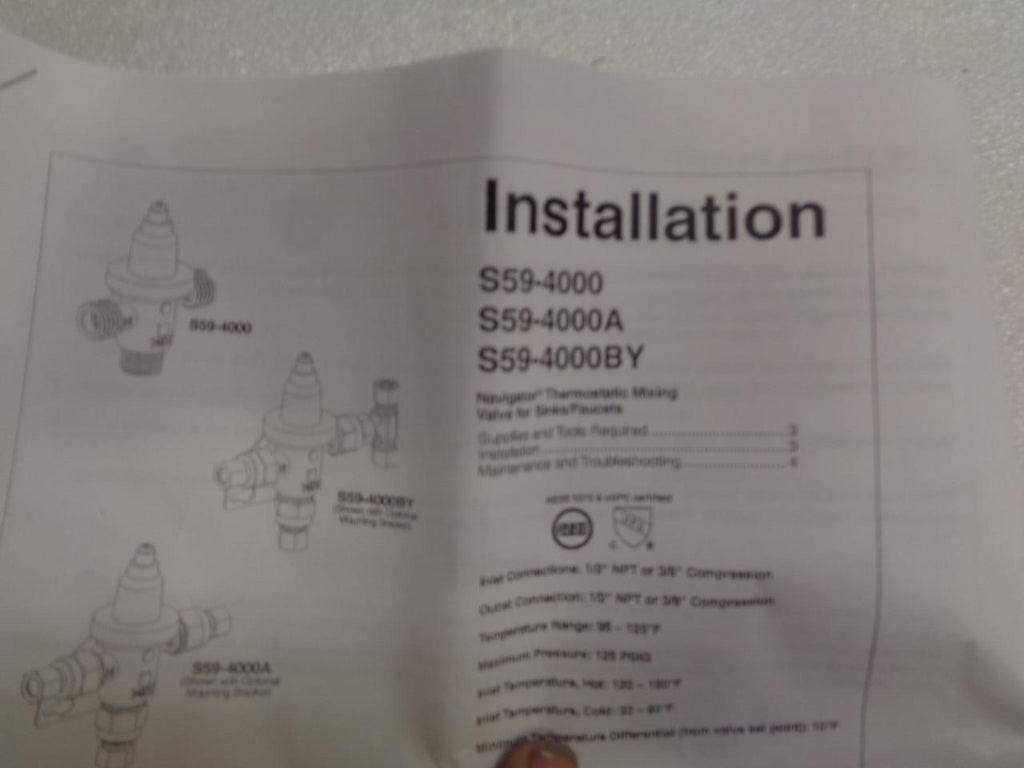 NEW BRADLEY NAVIGATOR SHOWER & EYEWASH THERMOSTATIC MIXING VALVE S59-4000A R11TC