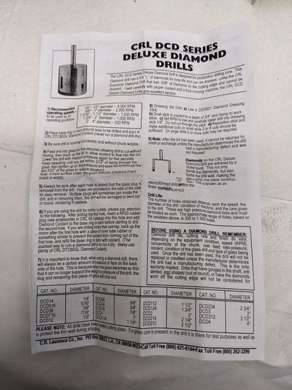 CRL DCD58 331747 5/8" DCD SERIES ELECTRO-FORMED DIAMOND DRILL NEW D0
