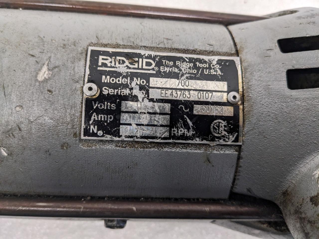 RIDGID 41935 MODEL 700 POWER DRIVE 1/8" - 2" 115V 0.5 HP 32 rpm THREADER USED H1