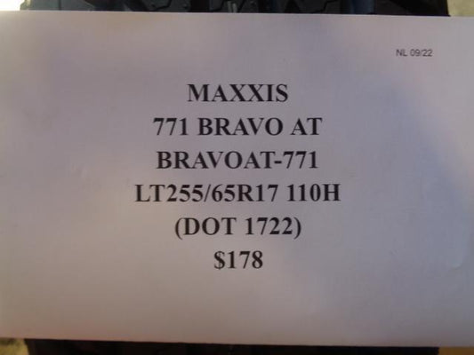 1 NEW MAXXIS 777 BRAVO AT 255 65 17 110H SL TIRE BRAVOAT-771 Q2