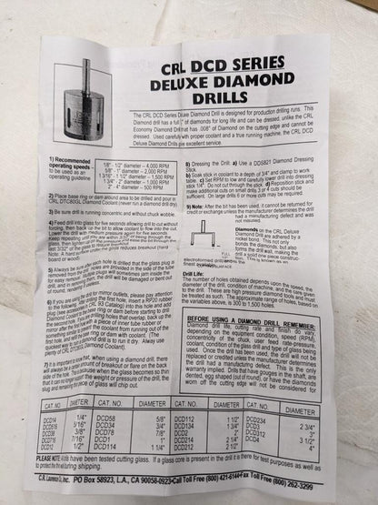 CRL DCD1 331747 1" DCD SERIES ELECTRO-FORMED DIAMOND DRILL NEW D0