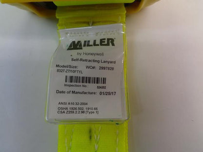 HONEYWELL MILLER SELF-RETRACTING LIFELINE 10 FT. 310 LBS CAPACITY 36WA07 R28