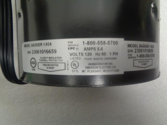IN-SINK-ERATOR BADGER 1 WITH CORD GARBAGE DISPOSAL BADGER1 1/3HP NEW R27