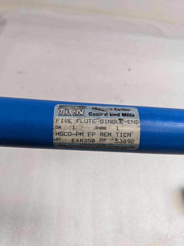 NIAGARA CUTTERS 53892 END MILL 1" DIA 6" CUT 5FL HSCO-PM FP REM TICN NEW R22T5