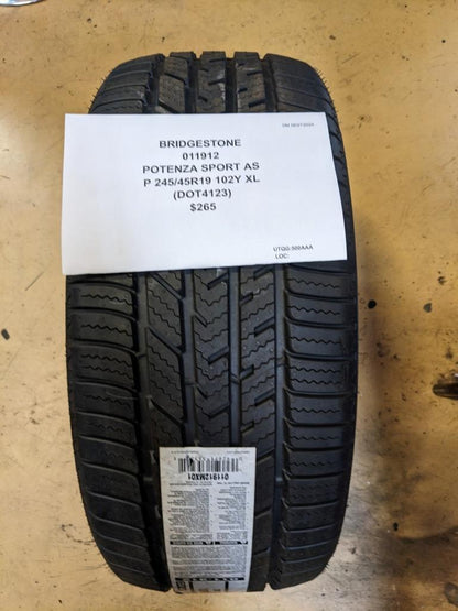 BRIDGESTONE POTENZA SPORT AS P 245 45 19 102Y XL TIRE 011912 CQ3