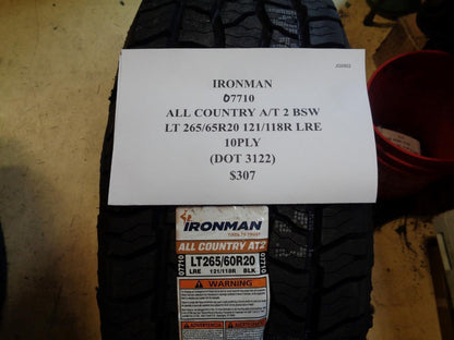 IRONMAN ALL COUNTRY A/T 2 LT 265 65 20 121/118R LRE 10PLY TIRE 07710 SU16 AQ4