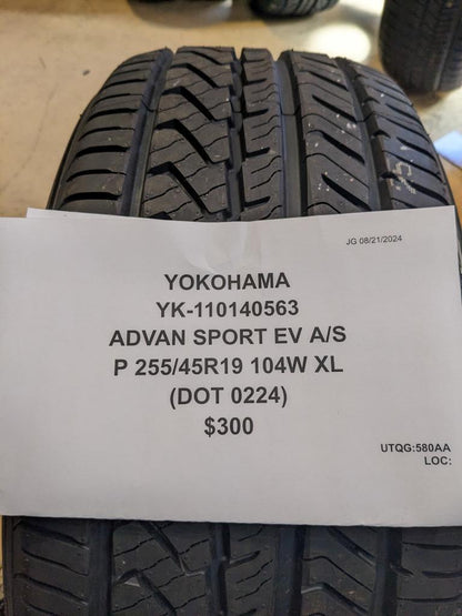 YOKOHAMA ADVAN SPORT EV A/S P 255 45 19 104W XL TIRE 110140563 CQ3