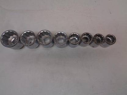STANLEY PROTO 8 PIECE SOCKET SET 12PT. 3/4 IN DRIVE 1-5/8 IN. - 15/16 IN. R22T5