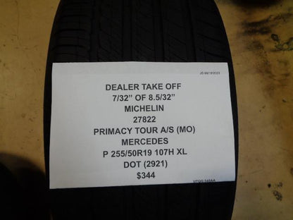 DTO 7/32" MICHELIN PRIMACY TOUR AS (MO) MERCEDES 255 50 19 107H TIRE 27822 BQ4