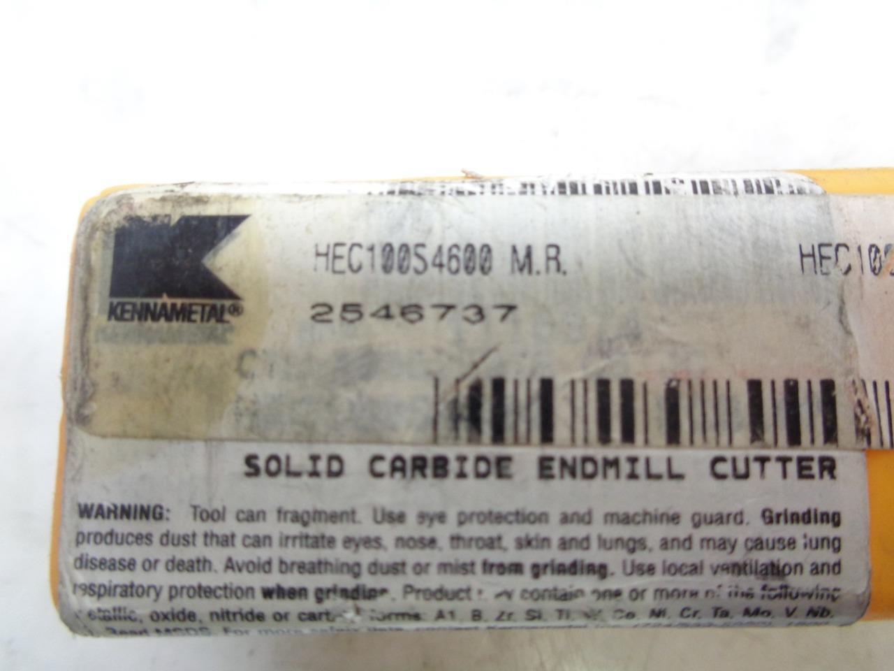 NEW KENNAMETAL 1"x3" CARBIDE SQUARE END MILL HEC100S4600 4 FLUTE R22T6BD