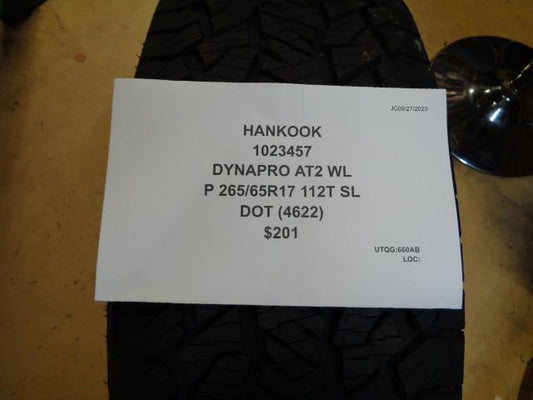 HANKOOK DYNAPRO AT2 WL P 265 65 17 112T SL TIRE 1023457 BQ4