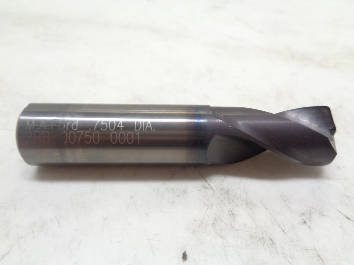 NEW MA FORD 2RB 00750 0001 CARBIDE END DRILL 3/4"x1" 2 FLUTE R22T6BG